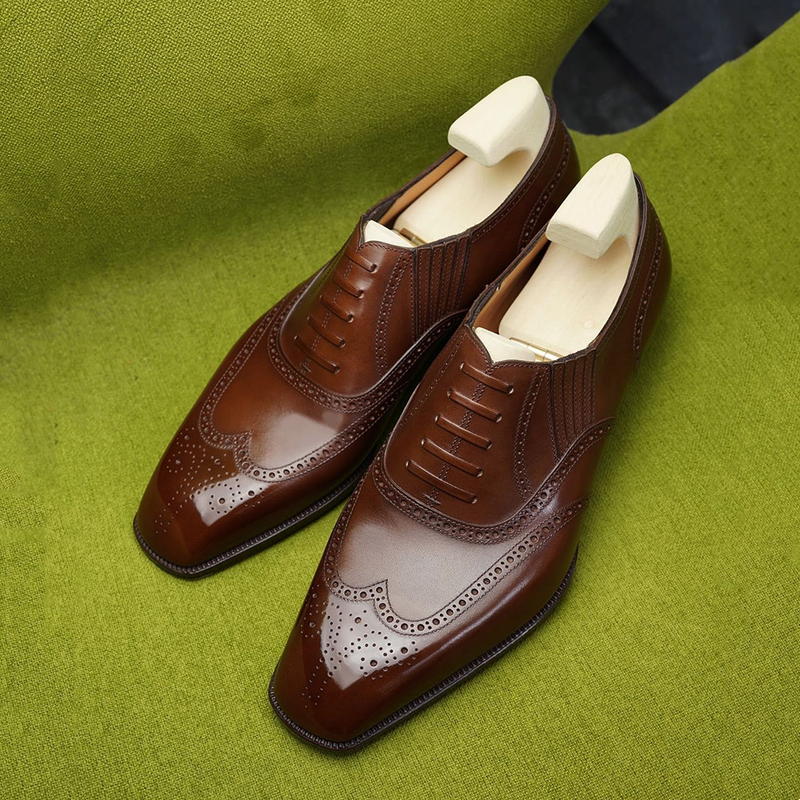 Brown Slip-On Brogue Slip-On Business Shoes