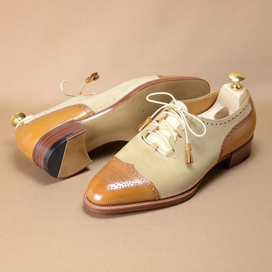 New Yellow Patchwork Lace-Up Shoes