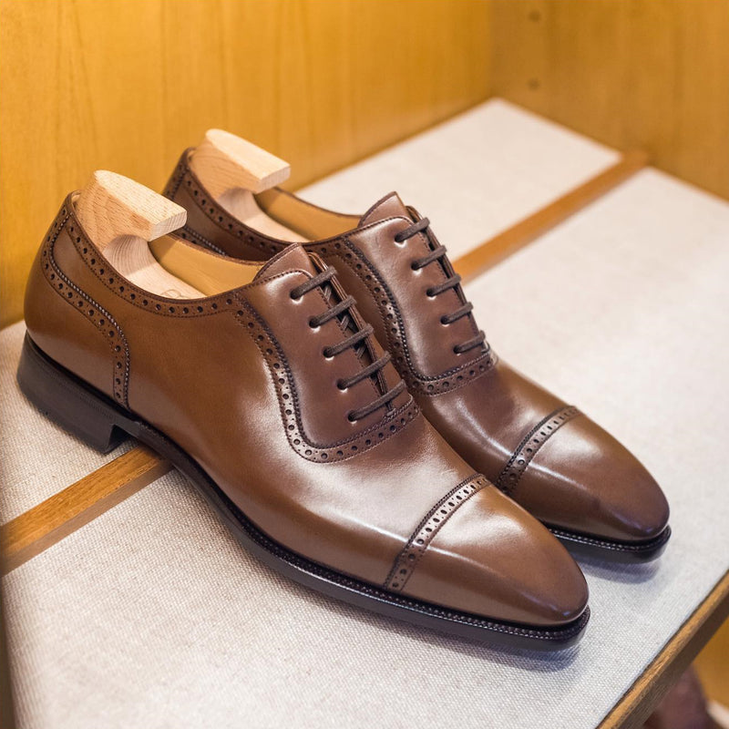 Brown Fashion Pointed Toe Brogue Oxford Business Shoes