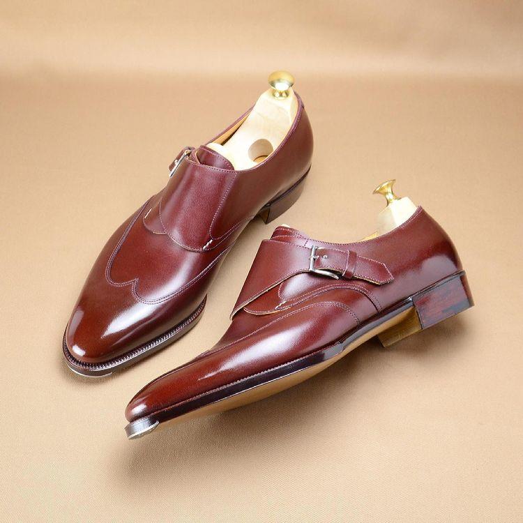 Premium reddish brown monk leather shoes