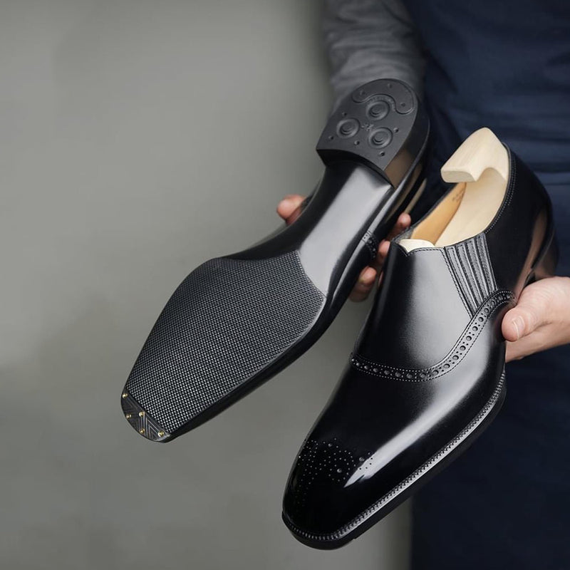 Black Classic Square Toe Stylish Slip On Shoes