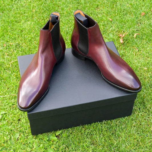 Red Brown Classic Simple Pointed Toe Chelsea Boots