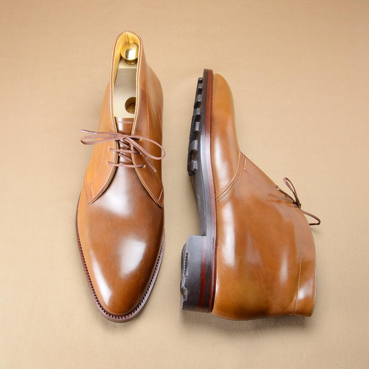 Classic men's brown leather chukka boots