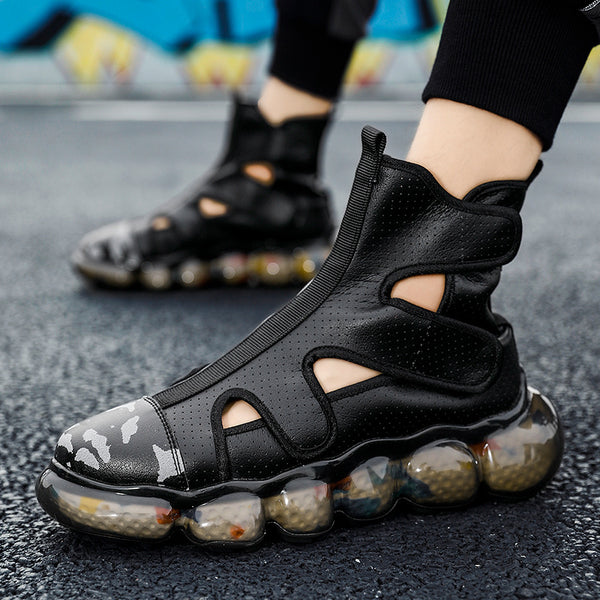 Lightweight Breathable High-Top Microfiber Leather Sandals Men's Platform Shoes Roman Sandals