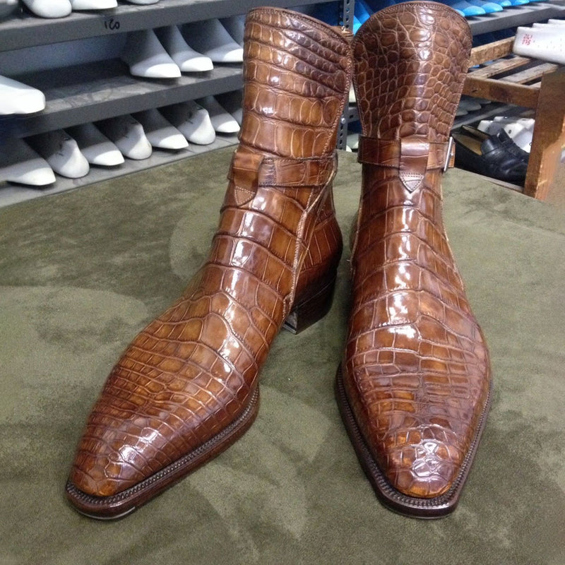 Brown print senior men's boots