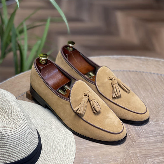 Italian fashion retro British pea shoes fringed loafers