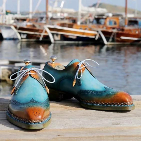 Men's new trend handmade custom leather shoes