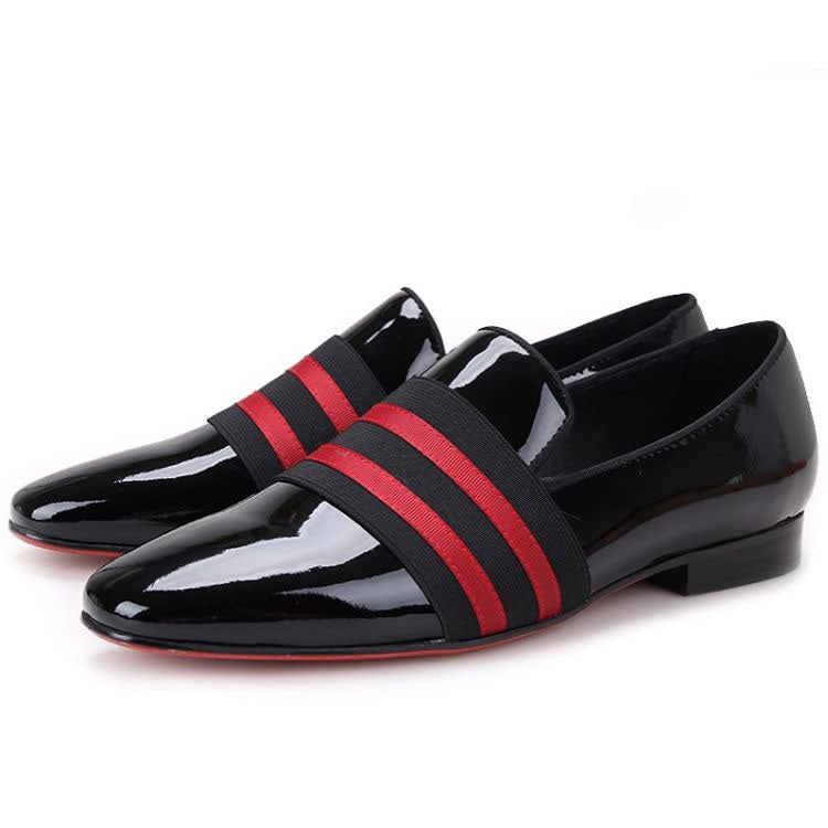 New black fashion color matching men's slip-on leather shoes