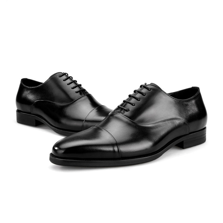 Square toe three-joint handmade British toe layer cowhide formal business shoes
