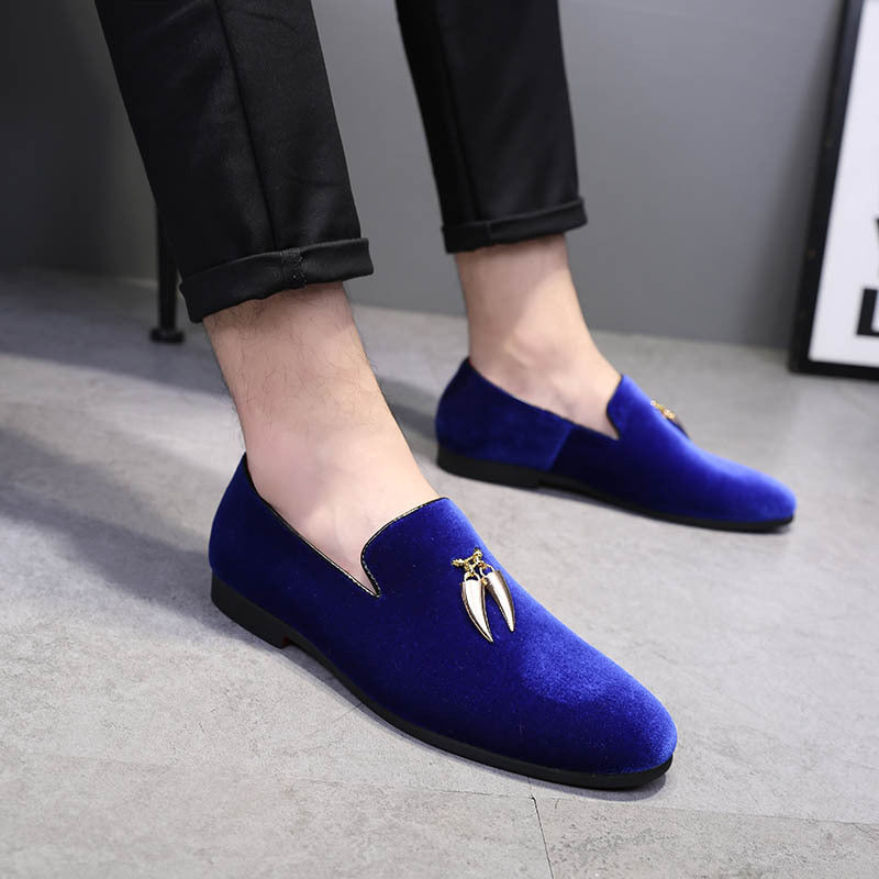 Blue Suede Men's Slip On Shoes Loafer