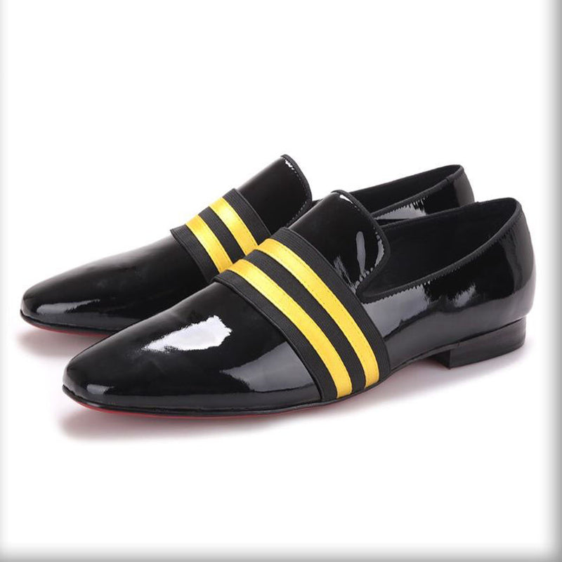 New black fashion color matching men's slip-on leather shoes