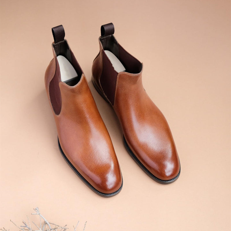 Brown Classic Leather Chelsea Boots Men's Business Boots