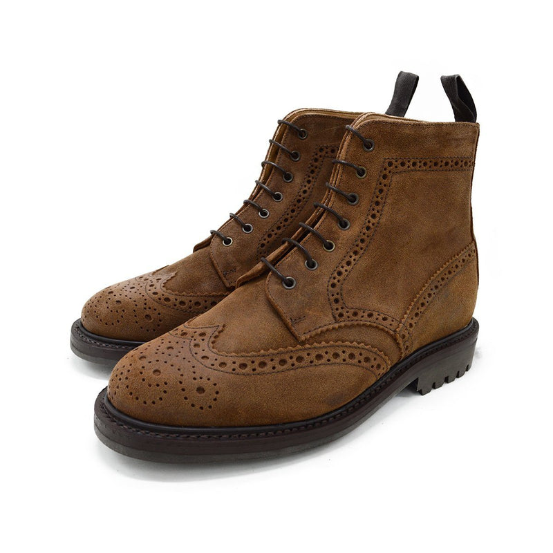 New suede lace-up brogue dress boots
