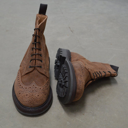 New suede lace-up brogue dress boots