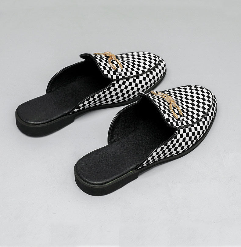 Men's Fashion Checkerboard Half Slippers