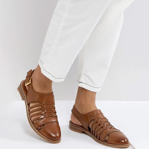 Classic hollow Leather Sandals