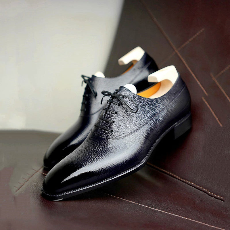 Black lace-up pointed toe classic Oxford dress shoes