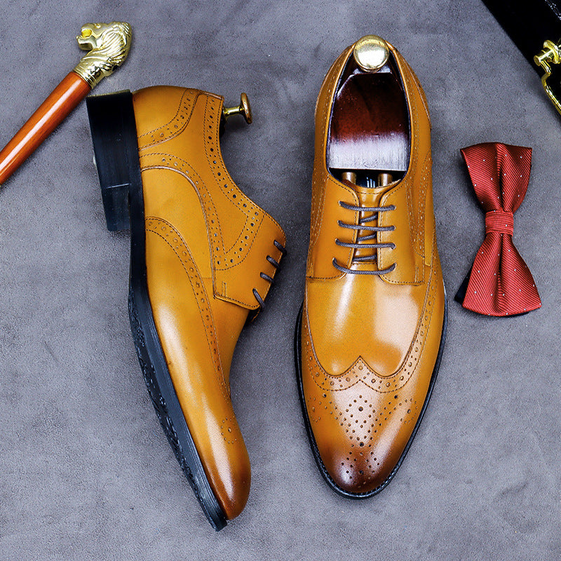 Higher Quality Men's brogue engraved men's shoes vintage cowhide leather shoes