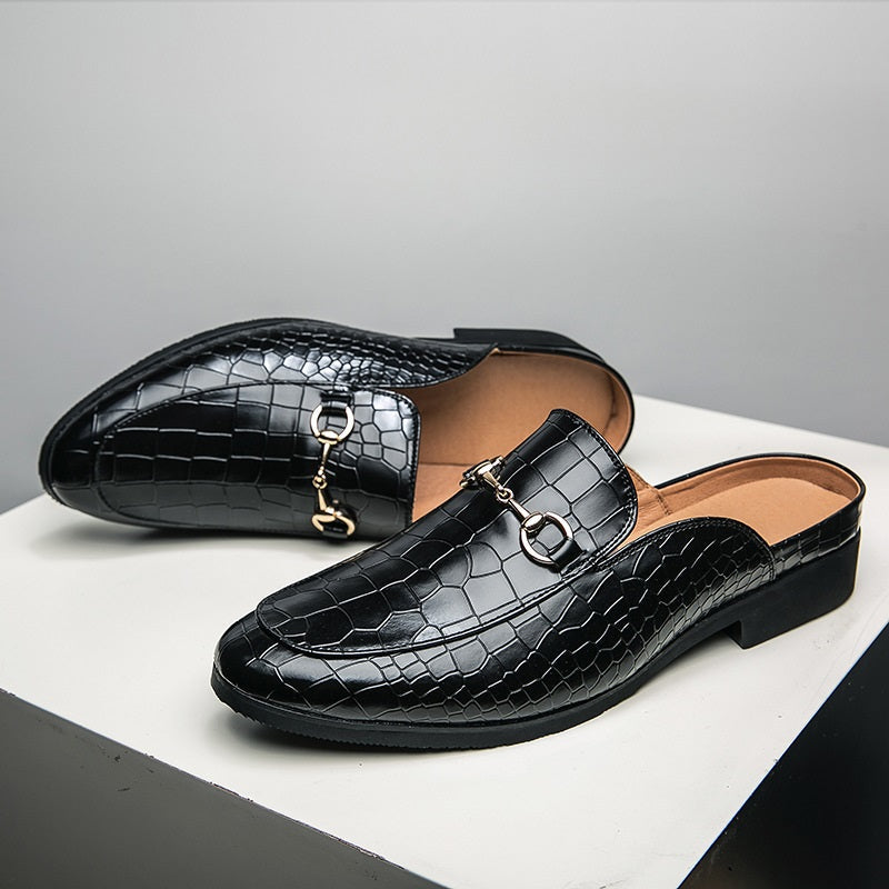 Men's Horsebit Half Slipper Leather Shoes