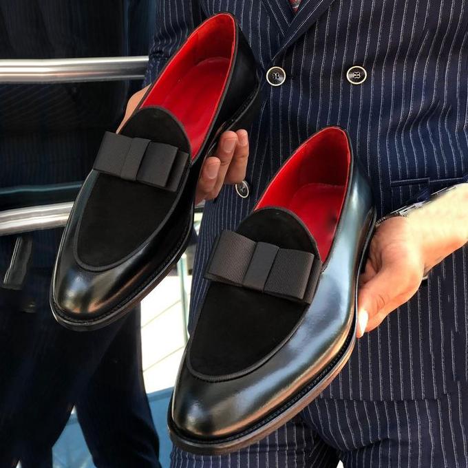 Polished Leather Sardinelli Loafers With Silk Bow