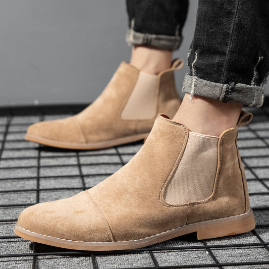 Pointed high-top autumn and winter suede men's Chelsea boots