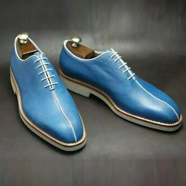 Vintage blue handmade broch dress shoes