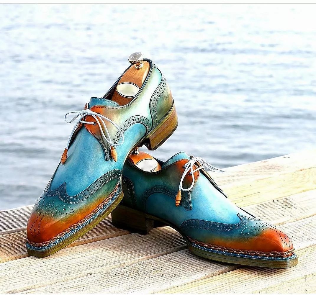 Men's new trend handmade custom leather shoes