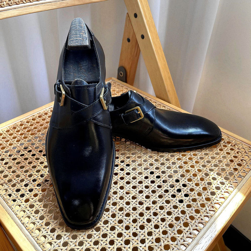 Buckle polished British top layer cowhide business suit handmade shoes