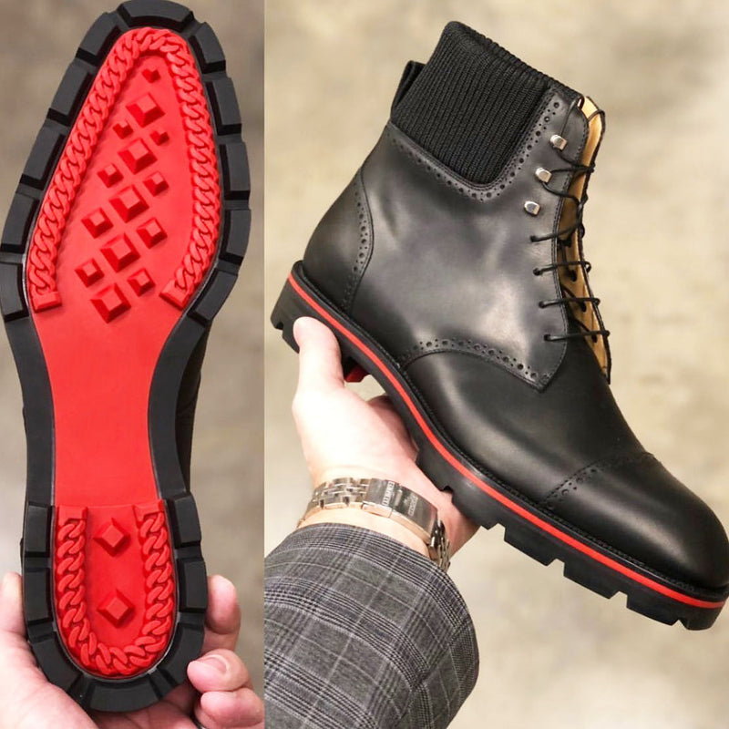 Black Paneled Martin Boots（Pre-sale）