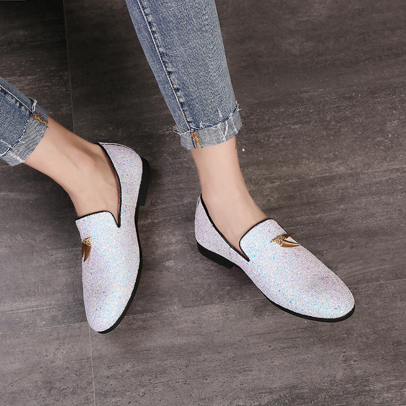 Pointed Toe Casual Shiny Slip On Shoes