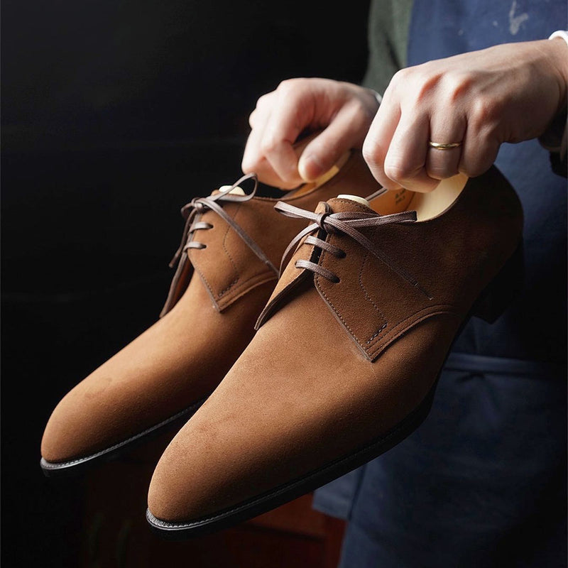 Classic Brown Pointed Toe Suede Derby Business Dress Shoes