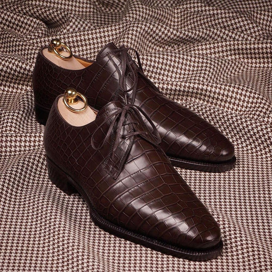 Brown classic pattern gentleman formal men's leather shoes
