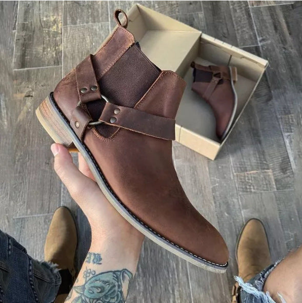 New brown shaded leather ankle boots