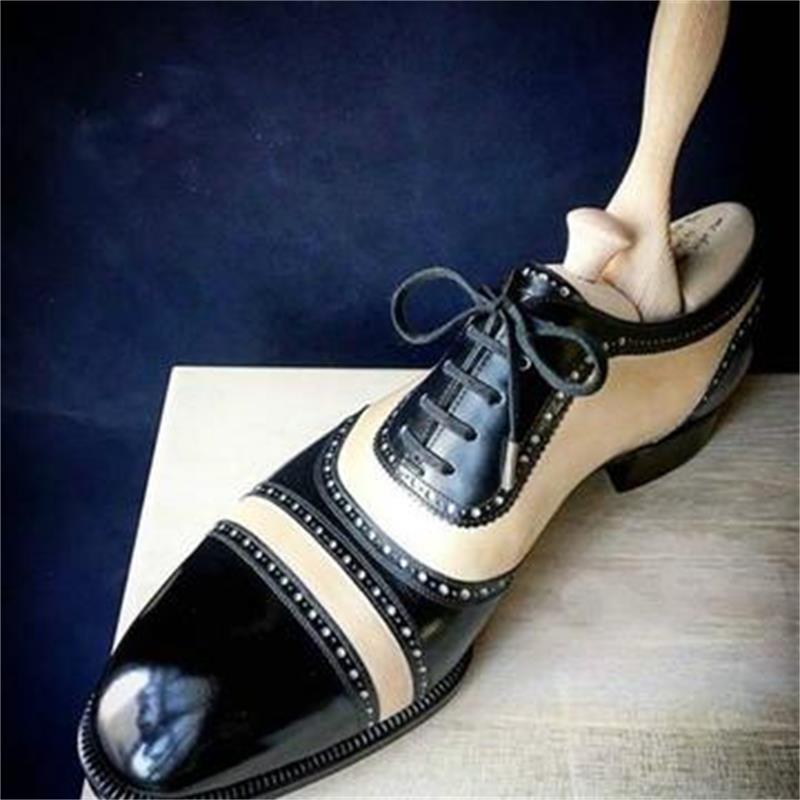 Men PU Leather Fashion Brogue Shoes Low Heel Loafers