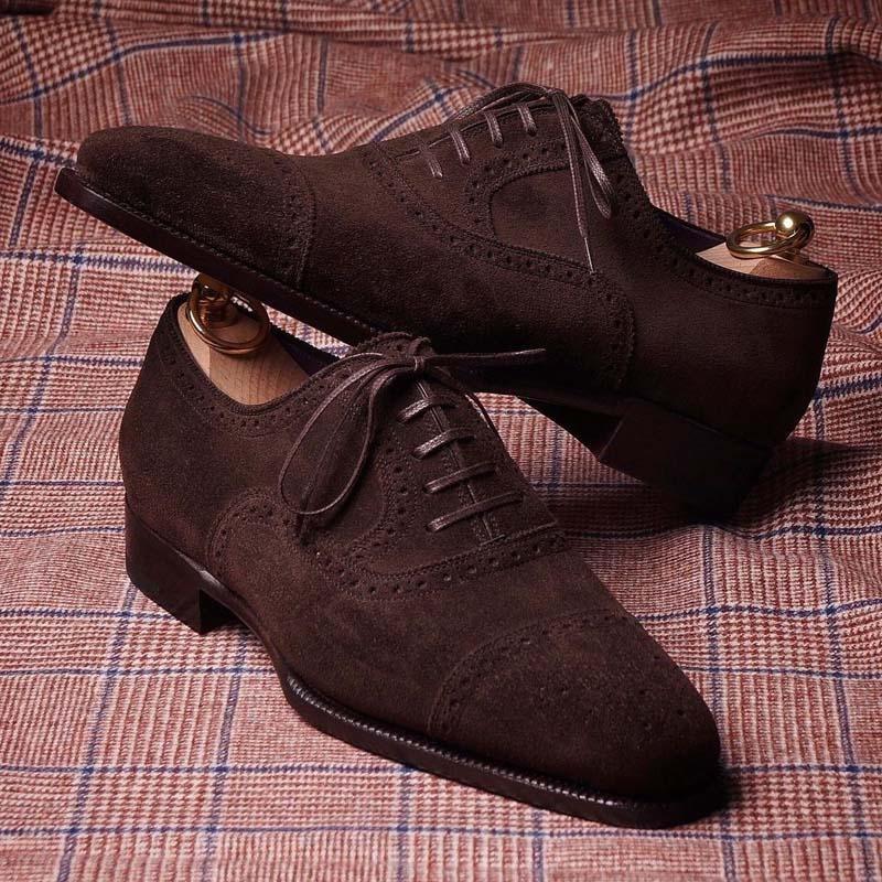 Classic Brown Suede Men's Premium Brogue Oxford Shoes