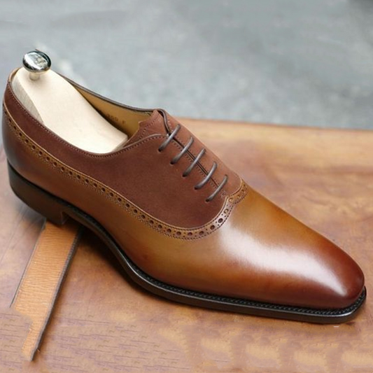 Handmade Men_s Oxford Leather shoes Slip-on shoes