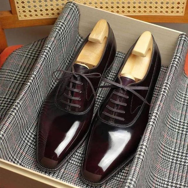Brown-black men's handmade classic high-end Oxford shoes