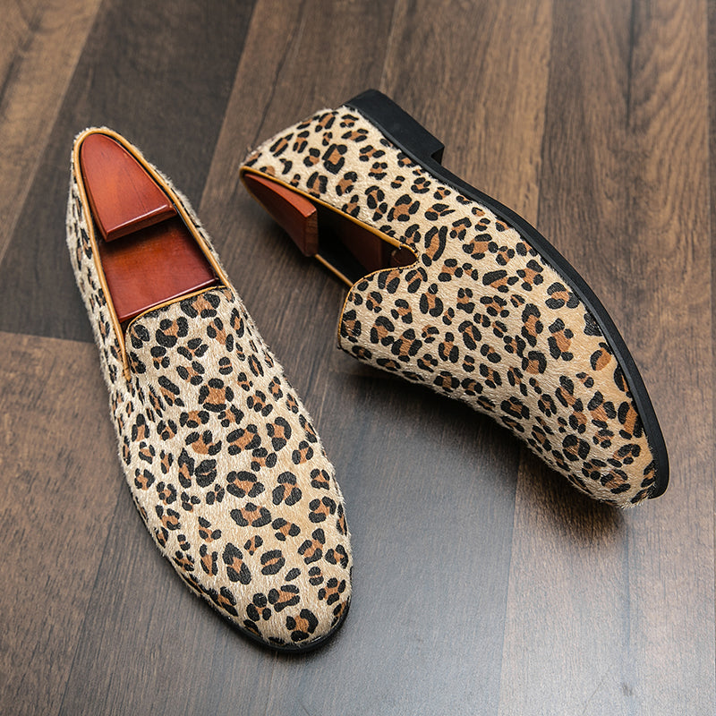 Leopard Print Men Slip On Shoes