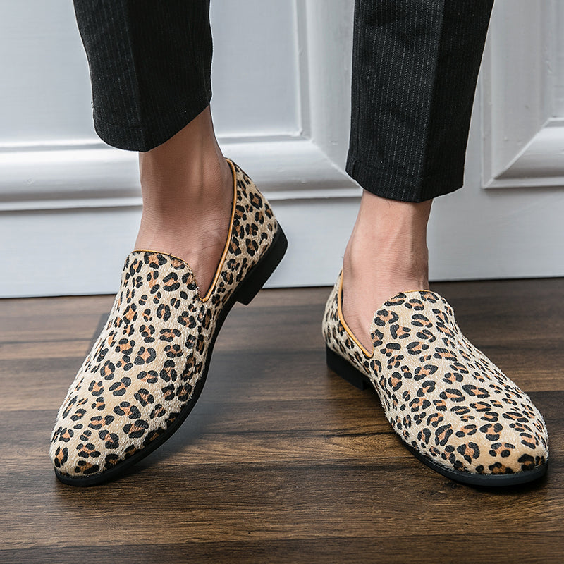 Leopard Print Men Slip On Shoes