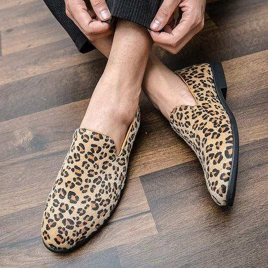 Leopard Print Men Slip On Shoes