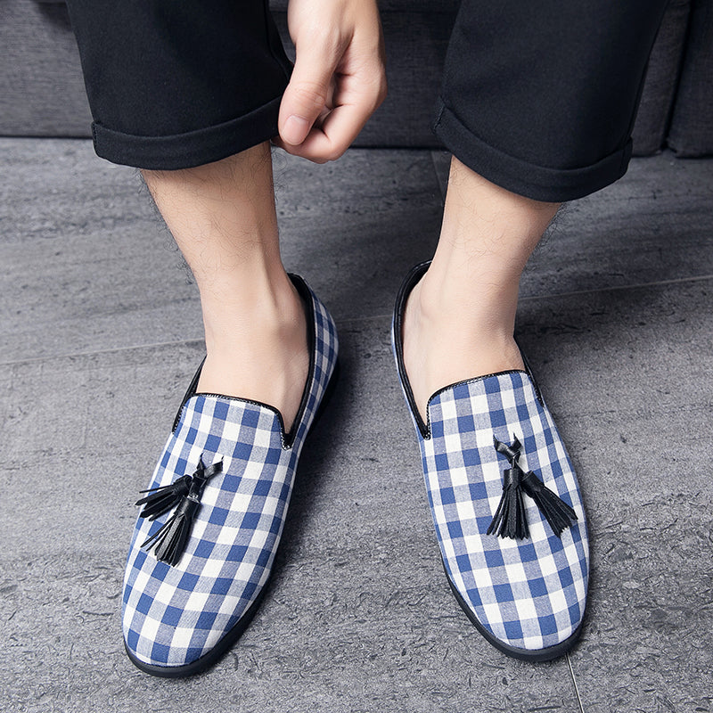 Blue Tassel Men Slip On Shoes