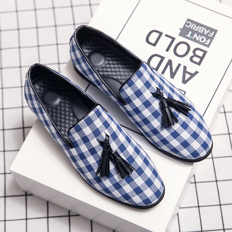 Blue Tassel Men Slip On Shoes