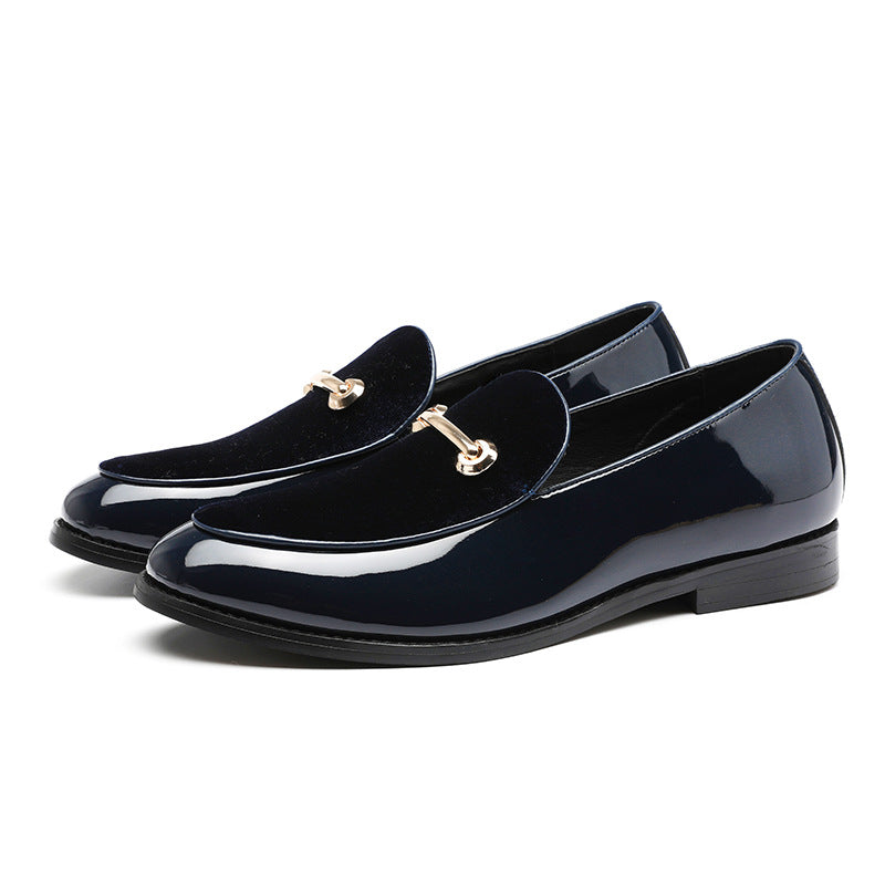 Suede Gold Buckle Slip On Shoes