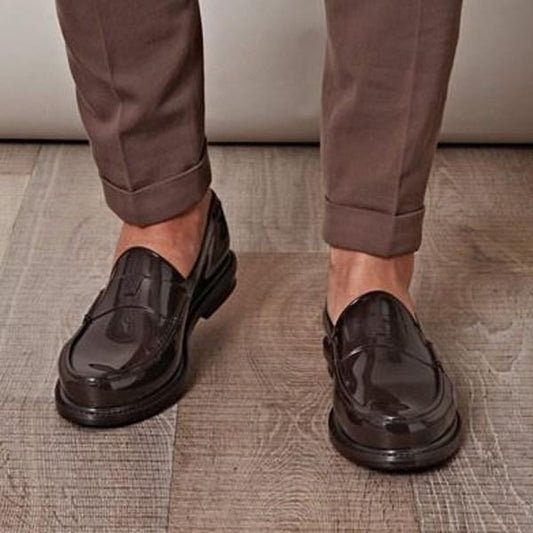 Brown mask handmade high-end loafers
