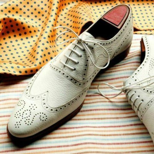 Oxford Wingtip Brogue Toe White Dress shoes
