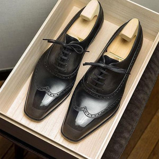 Leather Black Color Moccasin Loafer Cap Toe Handmade Leather Men's Shoes