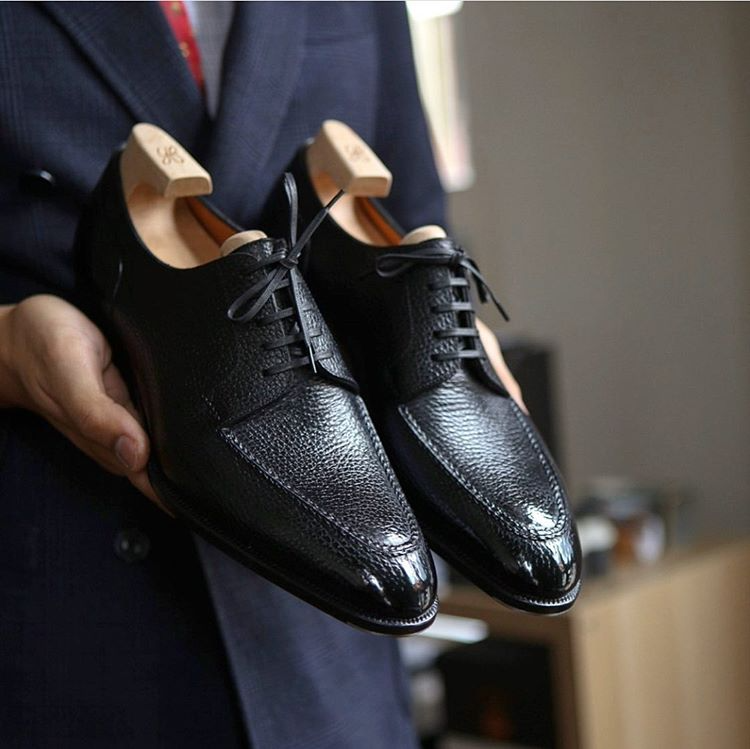 Business Men's Pure Black Derby Shoes