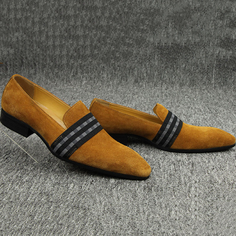 Men's Loafers Vintage Cow Suede Wedding Party Handmade