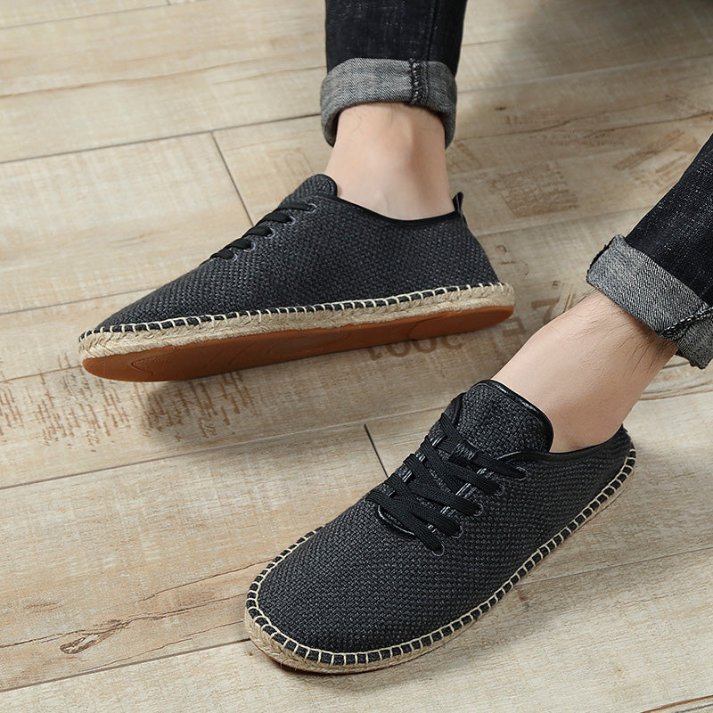 Summer Men Hemp Canvas Shoes Men Non leather Shoes