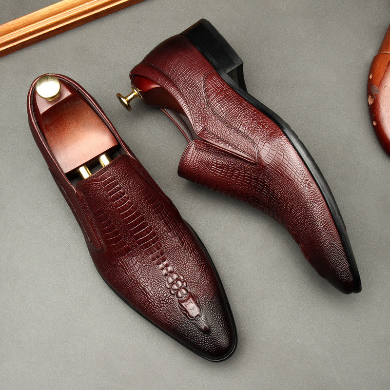 Handmade Mens Wedding Oxford Shoes Black Khaki Genuine Leather Slip on Shoes